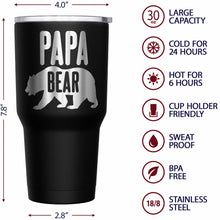 Load image into Gallery viewer, Papa bear stainless steel tumbler