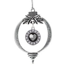 Load image into Gallery viewer, Black and White American Flag Circle Holiday Ornament