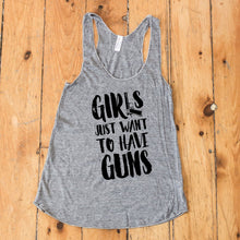 Load image into Gallery viewer, Girls Just Want to Have GUNS Women's Racerback Tank Top