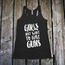 Load image into Gallery viewer, Girls Just Want to Have GUNS Women's Racerback Tank Top