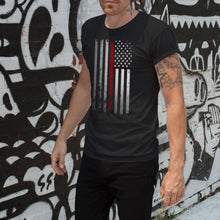 Load image into Gallery viewer, American Flag Thin Red Line Firefighter Service Support Short Sleeve Unisex T-Shirt