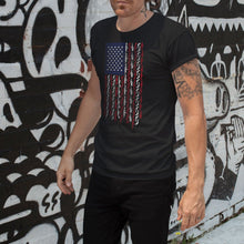 Load image into Gallery viewer, American Flag in Guns - Patriotic Colors Short Sleeve Unisex T-Shirt