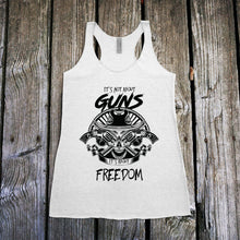 Load image into Gallery viewer, It's Not about Guns, It's About Freedom Women's Racerback Tank Top