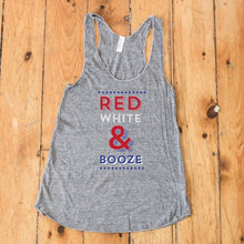 Load image into Gallery viewer, Red, White, & Booze Racerback Tank Top
