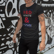 Load image into Gallery viewer, Red, White, & Booze Unisex Black T-Shirt