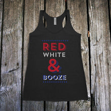 Load image into Gallery viewer, Red, White, & Booze Racerback Tank Top