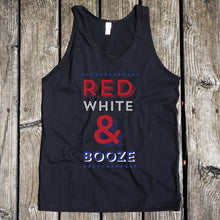 Load image into Gallery viewer, Red, White, & Booze Black Tank Top