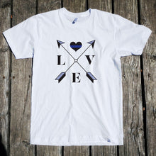 Load image into Gallery viewer, Love Arrow Cross - Thin Blue Line - Police Apparel Unisex T-Shirt