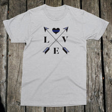Load image into Gallery viewer, Love Arrow Cross - Thin Blue Line - Police Apparel Unisex T-Shirt