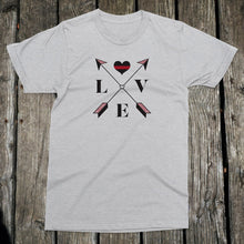 Load image into Gallery viewer, Love Arrow Cross - Thin Red Line - Firefighter Apparel Unisex T-Shirt
