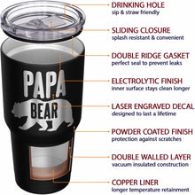 Load image into Gallery viewer, Papa bear stainless steel tumbler
