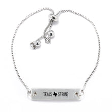 Load image into Gallery viewer, Silver Texas Strong Bar Adjustable Bracelet
