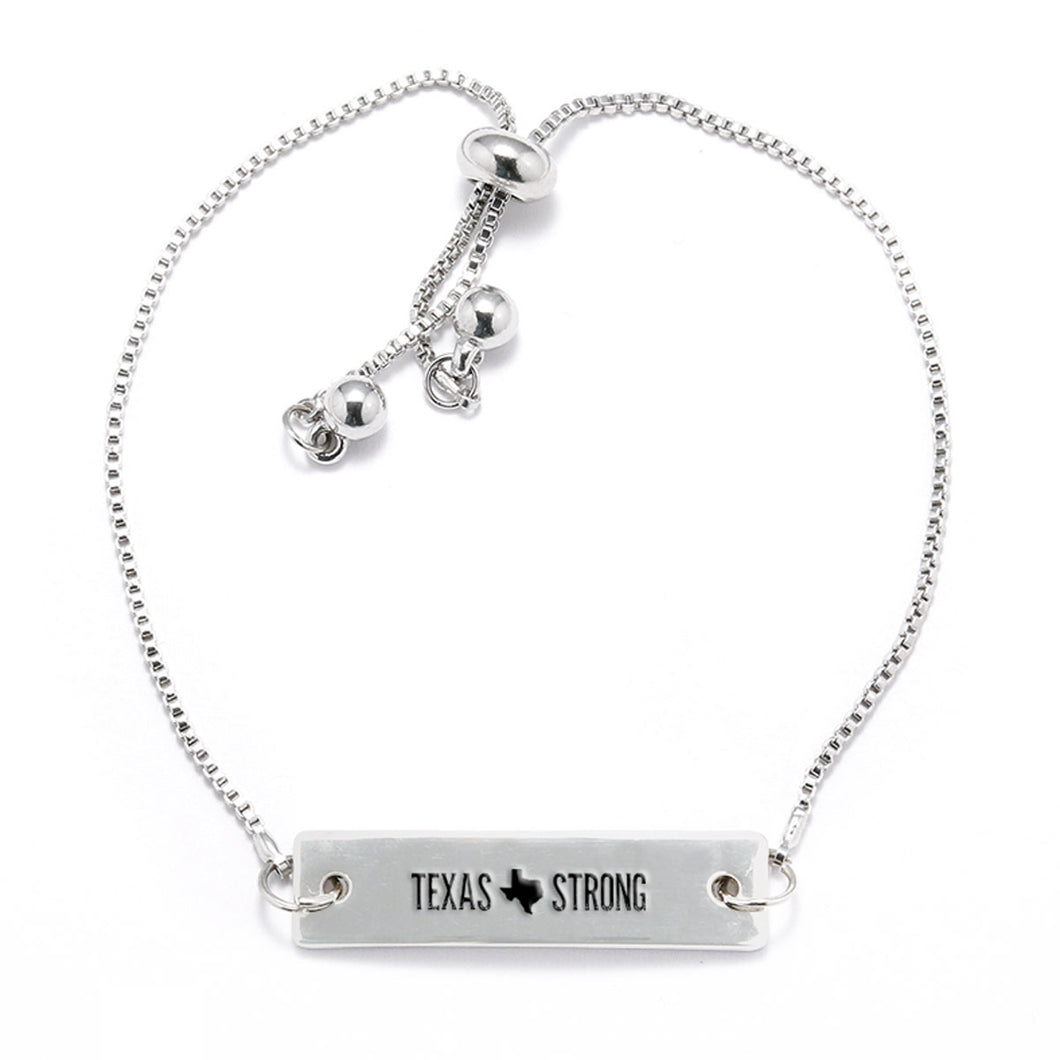 Silver Texas Strong Bar Adjustable Bracelet
