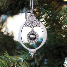 Load image into Gallery viewer, Black and White American Flag Circle Holiday Ornament
