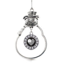 Load image into Gallery viewer, Black and White American Flag Circle Holiday Ornament
