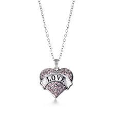 Load image into Gallery viewer, Silver Love Pink Pave Heart Charm Classic Necklace
