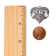 Load image into Gallery viewer, Silver Love Pink Pave Heart Charm Classic Necklace
