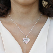 Load image into Gallery viewer, Silver Love Pink Pave Heart Charm Classic Necklace

