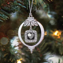 Load image into Gallery viewer, Black and White American Flag Square Holiday Ornament
