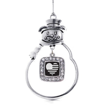 Load image into Gallery viewer, Black and White American Flag Square Holiday Ornament
