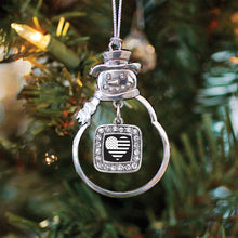 Load image into Gallery viewer, Black and White American Flag Square Holiday Ornament
