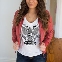 Load image into Gallery viewer, Heraldic Eagle with Shield Deep V-Neck T-Shirt
