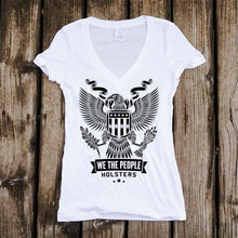 Load image into Gallery viewer, Heraldic Eagle with Shield Deep V-Neck T-Shirt
