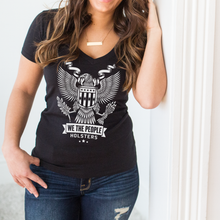 Load image into Gallery viewer, Heraldic Eagle with Shield Deep V-Neck T-Shirt
