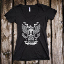Load image into Gallery viewer, Heraldic Eagle with Shield Deep V-Neck T-Shirt
