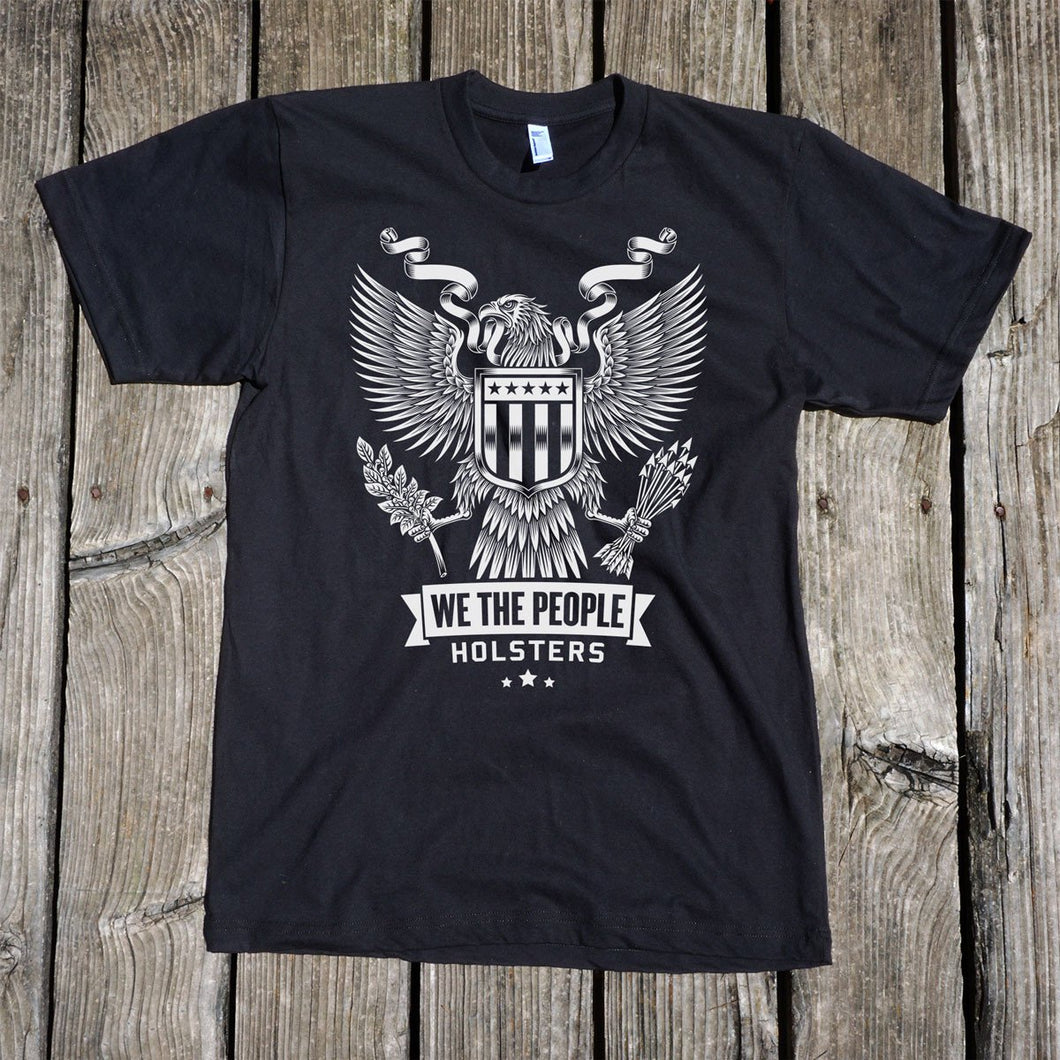 Heraldic Eagle with Shield Short Sleeve Unisex Black T-Shirt