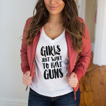 Load image into Gallery viewer, Girls Just Want to Have GUNS Deep V-Neck T-Shirt
