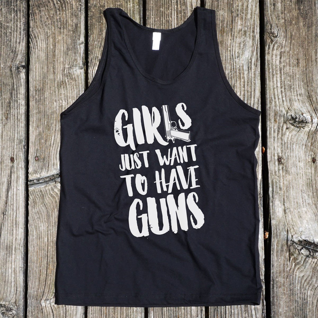 Girls Just Want to Have Guns Black Tank Top