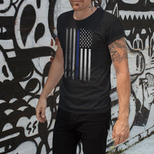 Load image into Gallery viewer, American Flag Thin Blue Line Police Support Short Sleeve Unisex T-Shirt
