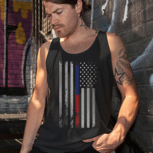 Load image into Gallery viewer, American Flag Thin Blue/Red Line Men&#39;s Black Tank Top
