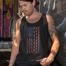 Load image into Gallery viewer, American Flag in Guns Patriotic Colors Men&#39;s Black Tank
