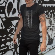 Load image into Gallery viewer, American Flag in Guns Short Sleeve Unisex Black T-Shirt
