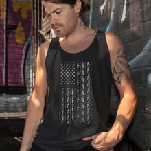 Load image into Gallery viewer, American Flag in Guns Men&#39;s Black Tank
