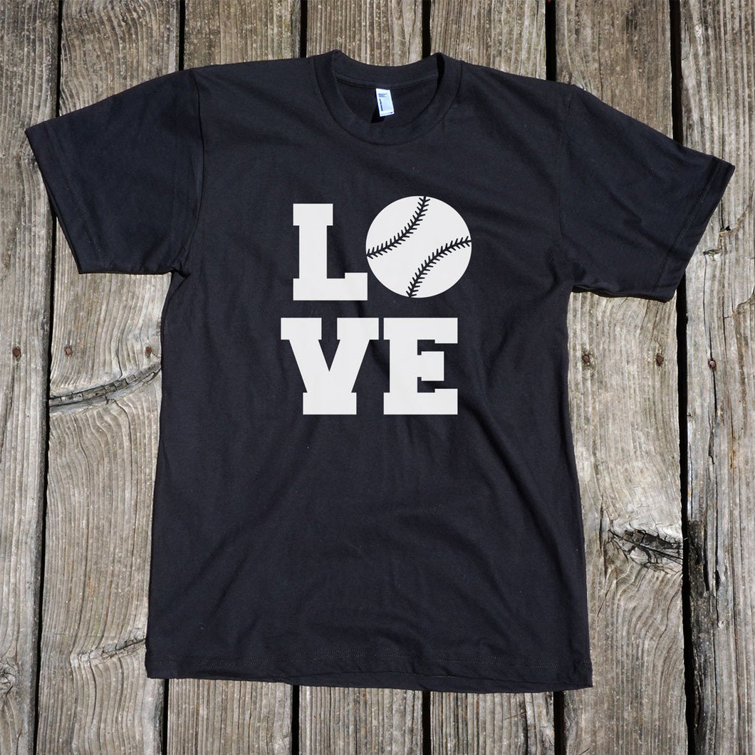 L O V E Baseball Unisex Black T-Shirt