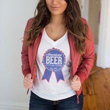 Load image into Gallery viewer, American Beer Tastes Like Freedom Deep V-Neck T-Shirt

