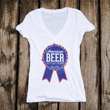 Load image into Gallery viewer, American Beer Tastes Like Freedom Deep V-Neck T-Shirt
