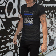 Load image into Gallery viewer, Blue Lives Matter Unisex Black T-Shirt
