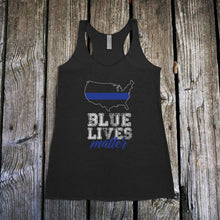 Load image into Gallery viewer, Blue Lives Matter Racerback Tank Top
