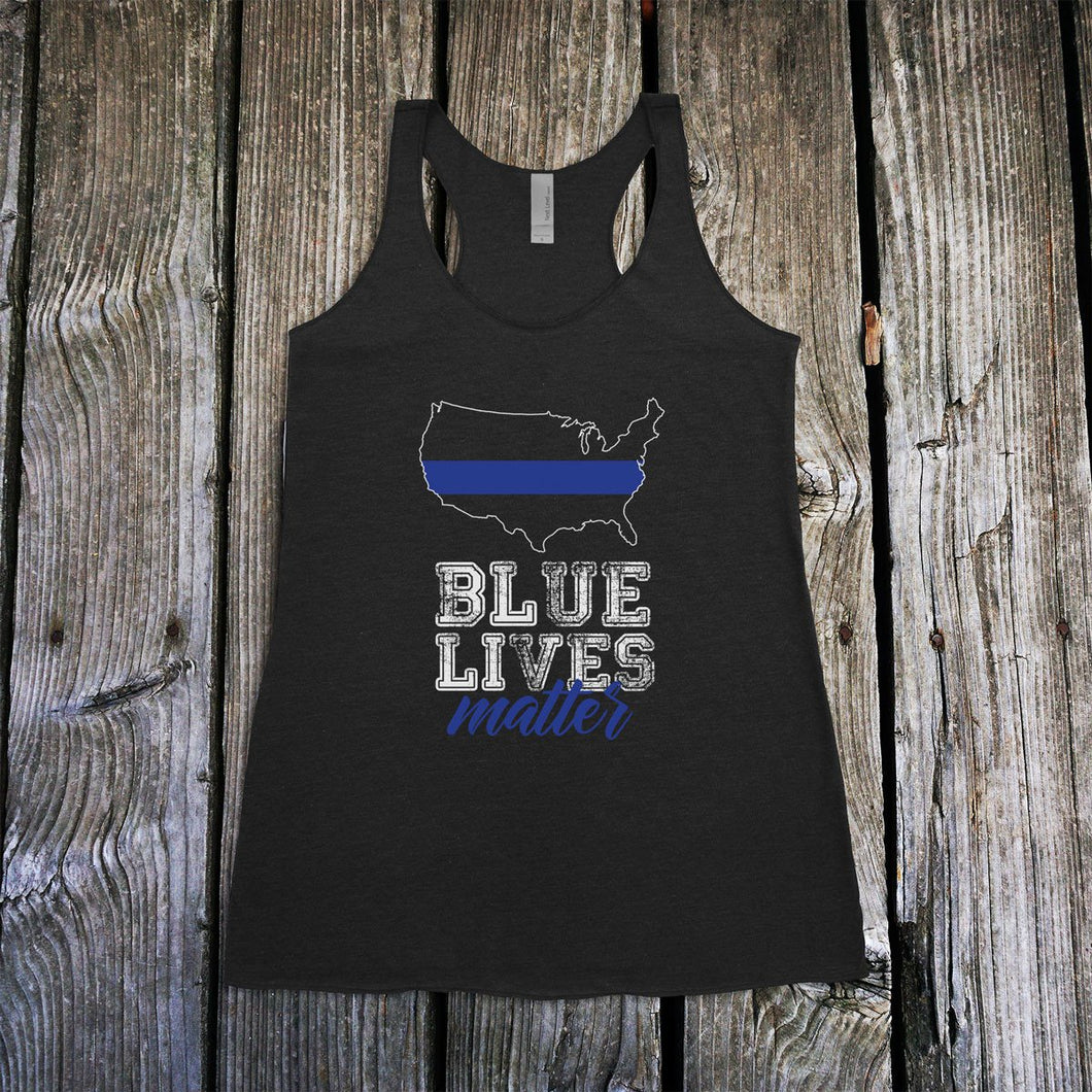 Blue Lives Matter Racerback Tank Top