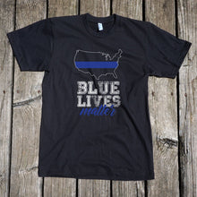 Load image into Gallery viewer, Blue Lives Matter Unisex Black T-Shirt
