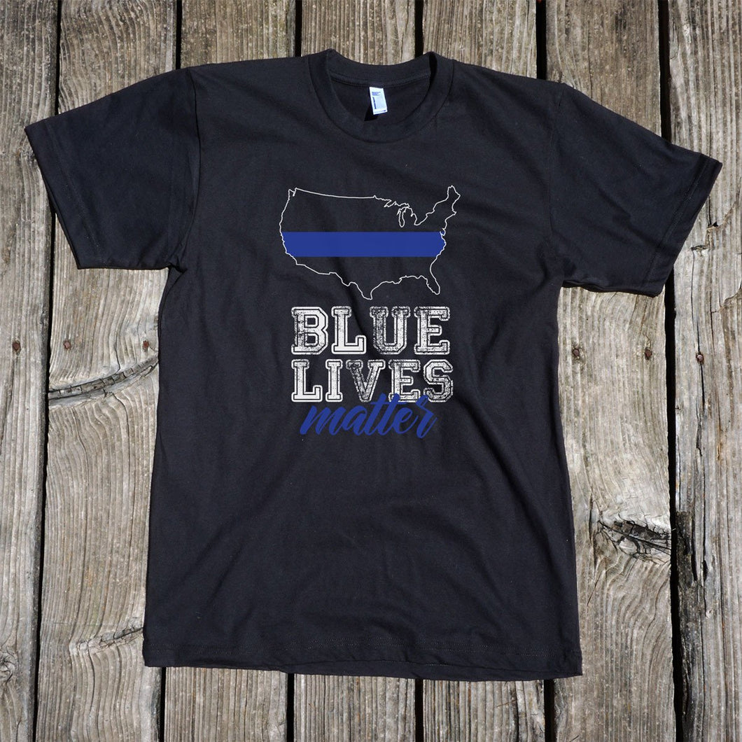 Blue Lives Matter Unisex Black T-Shirt