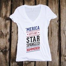 Load image into Gallery viewer, Star Spangled Hammered Deep V-Neck T-Shirt
