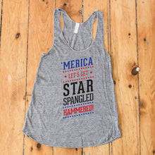 Load image into Gallery viewer, Star Spangled Hammered Racerback Tank Top
