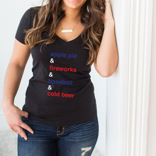 Load image into Gallery viewer, All things American Deep V-Neck Black T-Shirt
