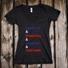 Load image into Gallery viewer, All things American Deep V-Neck Black T-Shirt

