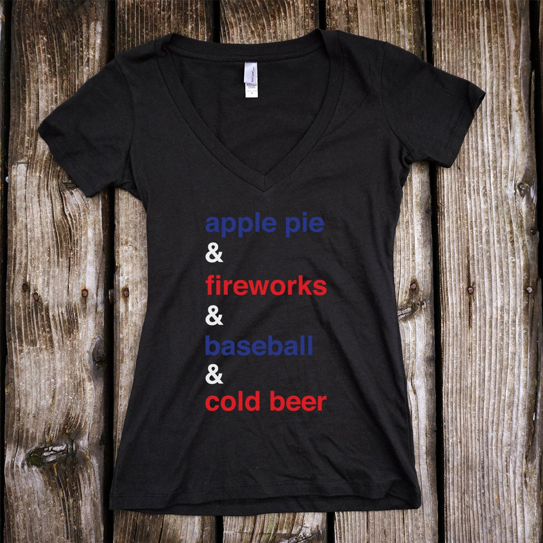 All things American Deep V-Neck Black T-Shirt